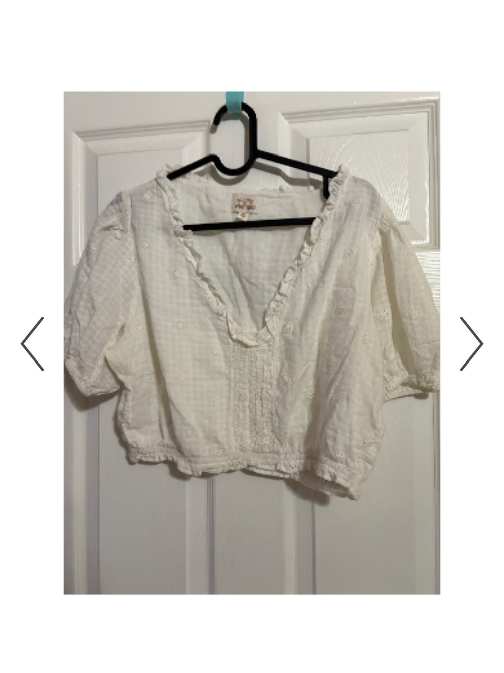 Billabong x Wrangler Boho White Crop Top Eyelet Details - Women’s Medium - Picture 4 of 5